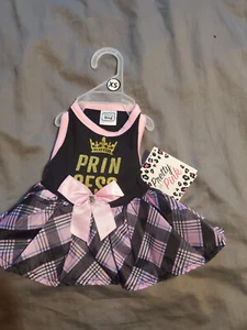 SIMPLY WAG w PINK & BLACK PLAID SKIRT "PRINCESS" Dress Puppy/Dog X-small - Picture 1 of 2