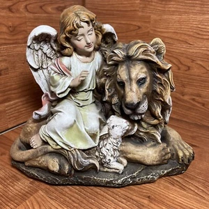 Joseph's Studio by Roman - Angel with Lion and Lamb Figure 11.5" Decoration - Picture 1 of 24
