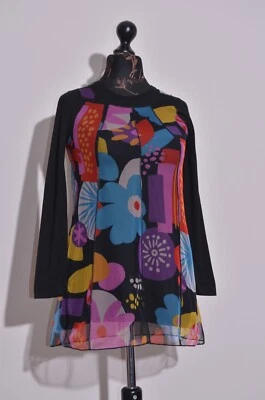 Desigual Girls Long Sleeve Flower Print Dress Size 11-12 years / 146-152cm - Image 1 of 4