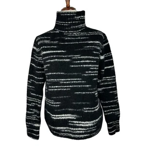 Banana Republic Sweater Women XS Space Dye Black White Alpaca Wool Chunky knit - Picture 1 of 13