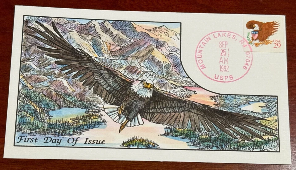 #2597 Eagle and Shield, Collins Hand-painted First Day - Image 1 of 1