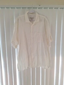 Mens 2XL Pronto Uomo Button Front Shirt 100% Linen Short Sleeve - Picture 1 of 3