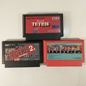 Tetris 1 & 2 + BomBliss & Flash ~ 3 Game Lot (Nintendo Famicom FC NES) Japan