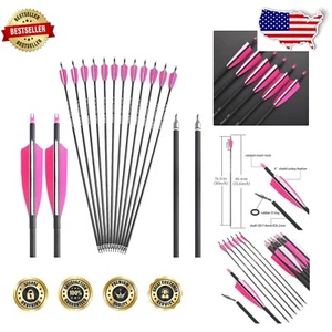 Spine 500 30" Archery Arrows - 4" Turkey Feathers, Perfect for All Bow Types - Picture 1 of 8