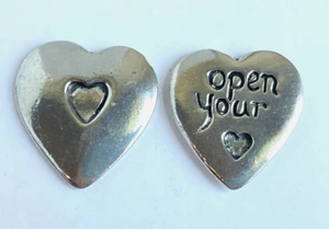Basic Spirit Canada Handcrafted Pewter Token Charm HEART Shape "Open Your Heart" - Picture 1 of 3