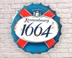 Bottle Top Sign Kronenburg Beer Bar 1664 Retro Wall Display Metal Cap Blue 40cm - Picture 1 of 2