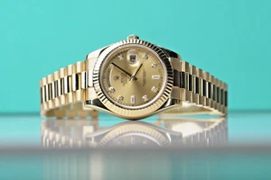 Rolex DayDate Yellow Gold 41mm Champagne Diamond President Watch Only 218238 - Picture 1 of 7