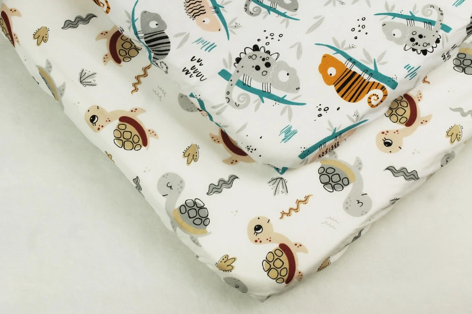 Pack de 2 sábanas ajustables compatibles chicco junto a mí mesita de noche camaleón tortugas Foto 1 de 1