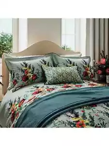 V&A Botanical Harmony King Duvet Cover Set, Blue Teal RRP £95.00 - Picture 1 of 7