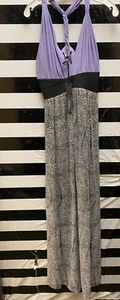 Women NWT "Anna Ritan" lavender/blk spotted long gown sleeveless Size 10. - Picture 1 of 2