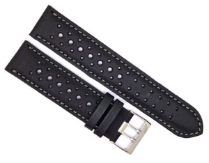 Uhrenarmband Racing wasserfest 18 20mm schwarz Made in Germany echt Leder / 37 - Picture 1 of 4