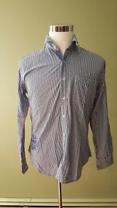 Pepe Jeans Men's Long Sleeve Button Down Blue Striped Shirt, Large - Picture 1 of 8