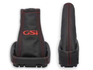 GEAR HANDBRAKE GAITER LEATHER FOR VAUXHALL VECTRA B 1995-2002 EMBROIDERY GSi RED - Afbeelding 1 van 4