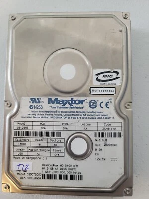 Maxtor DiamondMax 80 GB IDE Ultra-ATA/100 5400RPM (98196H8) - T12 - Image 1 of 2