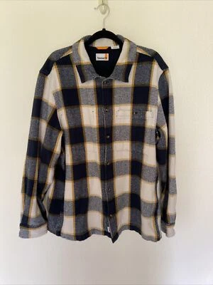 Timberland Men's Plaid Woven Overshirt Jacket Navy White | Size XL - Image 1 of 4