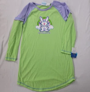 It's Happy Bunny Girl's Vintage Nightgown Gown Purple Green Let's Focus Me 7/ 8 - Picture 1 of 6
