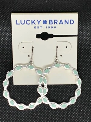 LUCKY BRAND Conjunto Aqua Piedra Festoneado Aro Colgante Tono Plata Pendientes Nuevos con Etiquetas $29 L@@K Foto 1 de 4