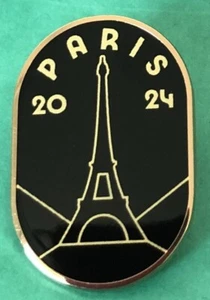 PARIS 2024 OLYMPIC GAMES PIN. EIFFEL TOWER ON BLACK BACKGROUND - Picture 1 of 3