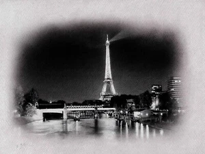 Paris View original drawing by Darren Baker in Charcoal. - Picture 1 of 4