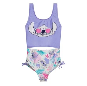 Disney Lilo and Stitch Swimsuit One Piece Cutout Swimsuit Girls 10/12 - Picture 1 of 2