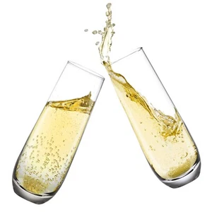 Stemless Champagne Flutes Set of 4,Hand Blown Crystal Glasses, 10.2oz Cha - Picture 1 of 7