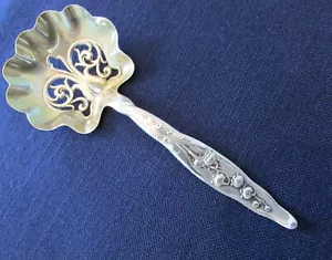 BON BON SERVING SPOON! Vintage WHITING Sterling 925 silver: LILY of the VALLEY - Picture 1 of 4