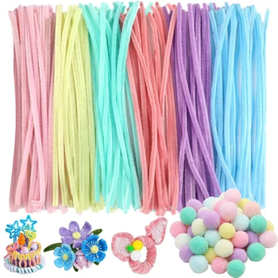 200 Stück Pfeifenputzer Basteln Pompons Chenilledraht Bunt DIY Projekte - Bild 1 von 4