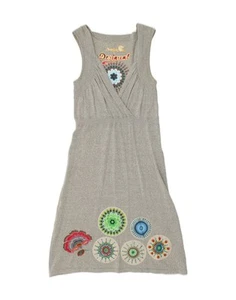 DESIGUAL Womens Graphic A-Line Dress UK 12 Medium Grey Floral Cotton AQ70 - Picture 1 of 4