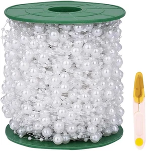 60M Perlengirlande Weiß Perlenband Perlenkette Deko Hochzeit DIY - Bild 1 von 6