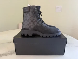 Coach Citysole Boot Charcole Black Suede Leather Signature Canvas G5529 Sz 10.5D - Picture 1 of 18