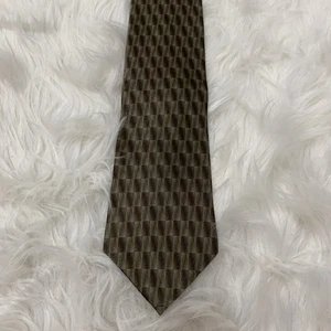Corbata de seda geométrica marrón Stafford 56/4 nueva con etiquetas - Imagen 1 de 3