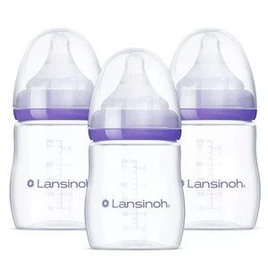 Lansinoh - Anti-Colic Baby Bottles 3-pack 5oz Bottles - Slow Flow Nipples - Picture 1 of 3