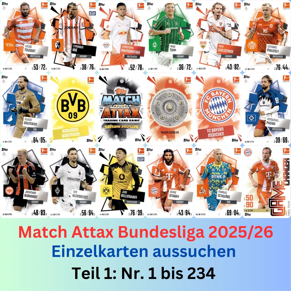 Topps MATCH ATTAX 25/26 Bundesliga 2025/2026 - Einzelkarten aussuchen aus 1-234 - Bild 1 von 1