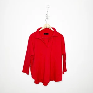 Pomander Place Tuckernuck Easy Polo Sweatshirt in Rot Kragen Baumwollmischung XS/S - Bild 1 von 7