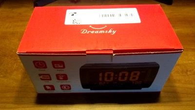 DreamSky DS206 black digital Alarm Clock w/ cables cords manual TESTED & WORKS - Image 1 of 2