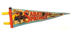 Vintage Saratoga Springs Trotters HARNESS Horse Racing Pennant 15" Great Colors - Picture 1 of 9