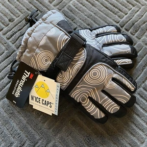 Kids Snow Gloves N'Ice Caps Black Gray White 3M Thinsulate Waterproof S/M NWT - Picture 1 of 5