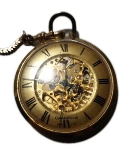 Vintage Caravelle Skeletonized Pocket Watch Not Working Sale Parts. - Picture 1 of 5