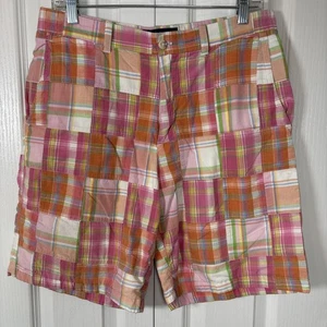 Cape Madras Patchwork pastell kariert Bermuda Shorts Gr. 10 Halbmond 9" Baumwolle gefüttert - Bild 1 von 11