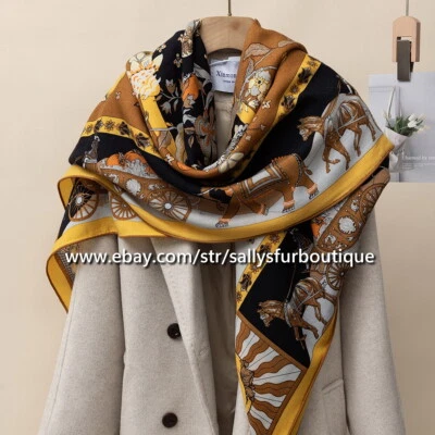 Sallys Boutique 70% Cashmere 30% Silk Wrap Scarf Vintage Print Square Shawl 53" - Image 1 of 4