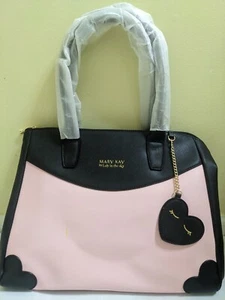 RARE Mary Kay Loly In The Sky Heart Print Colorblock Pink/Black Shoulder Purse - Picture 1 of 6
