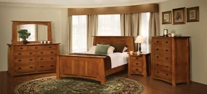 Amish 5-Pc Mission Solid Wood Bedroom Set Tenons Inlays Queen King Colebrook - Picture 1 of 12