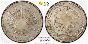1879 Zs JS PCGS AU58 - MEXICO - Silver 8 Reales Coin Zs64 #46279A - Picture 1 of 3