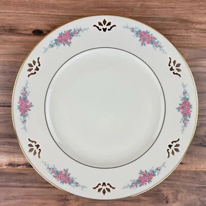Petite Rose by LENOX Perforated 11" Dinner Plate Little Pink Roses & Gold Trim - Picture 1 of 8