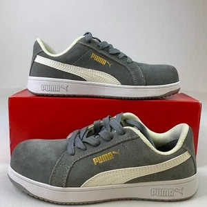 Baskets Puma femme emblématiques en daim gris bout bas à lacets sécurité chaussures de travail pointure 6,5 - Photo 1/10