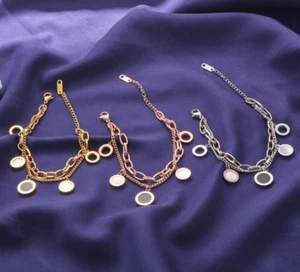 Roman Numerals Double Layer Bracelet Silver Gold Rose Gold Jewellery Gifts - Picture 1 of 10