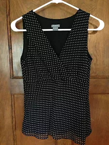 Camicetta senza maniche Ann Taylor 0 100% seta conchiglia nera - Foto 1 di 10