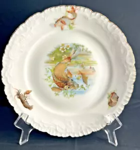 Vintage Joseph Schachtel Fischteller Germany 4er Set geprägt Goldrand neuwertig - Bild 1 von 12