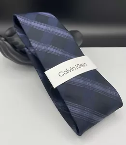 Calvin Klein Men's 100% Silk Tie ~ Blue ~ Plaids & Checks ~ NEW MSRP $69.50 - Picture 1 of 4