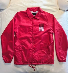 Vans Off the Wall Red Windbreaker Jacket Men's Small S Snaps Collared - Picture 1 of 7
